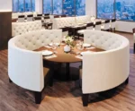U Shape Wood Restaurant Booths Cafe Restaurant Seating Furniture Round Booth Sofa Seating Restaurant Sofa Bench - Image 2