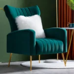 Wholesale Living Room Furniture High Back Mid Century Orange Pink Velvet Accent Chair - Image 5