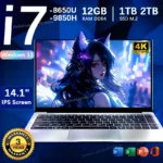 2025 Laptop i7 9850H Portable Laptop Computer 14.1inch 1920*1080 HD Gaming Laptops Windows 11 Pro SSD 2TB DDR4 12GB