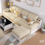 Nordic Modern Sky Blue L-Shaped Corner Sofa Soft Three Seater Loveseat and Bunk Bed Couch Set for Living Room - Image 5