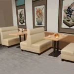 Booth seating sofa cafe furniture luxury bar nightclut ktv banquette velvet dining chairs restaurant round sofas - Image 3