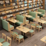 Light luxury cafe restaurant booth sofa dessert snack shop milk tea shop dining table and chair furniture seating sofa - Image 2