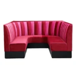 High backrest velvet booth seating KTV cafe furniture luxury bar nightclut poufs bench restaurant banquette leather sofa - Image 3