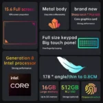 2023 Metal Notebooks Windows 11 Gaming Laptops Business Office ultrabook 15.6" 8th Intel Core I5-8279U 32GB RAM 1TB SSD WIN10 - Image 2