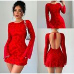 Ladies Floral dress-Red
