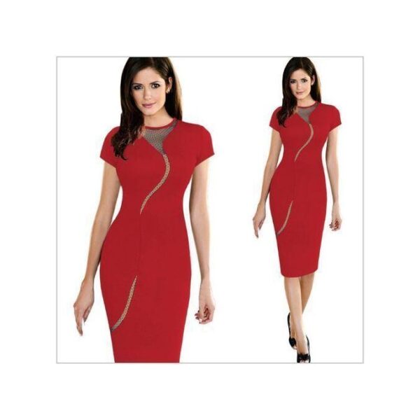 Lady Long Gown Office Female Waist Dresses Red