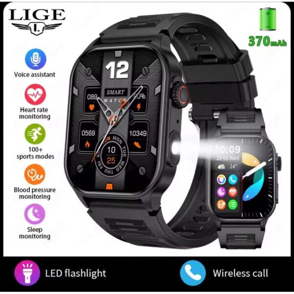 Lige New KM02 Flashlight Smart Watches Men