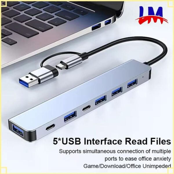 LM-7-in-1 Interface High-Speed Transmission USB Type-C Multi-Functional Docking Station - Grey
