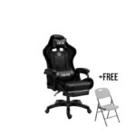 Luxury Gaming Chair + Free Plastic Folding chair - Black