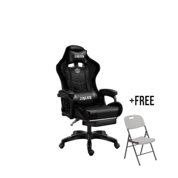 Luxury Gaming Chair + Free Plastic Folding chair - Black