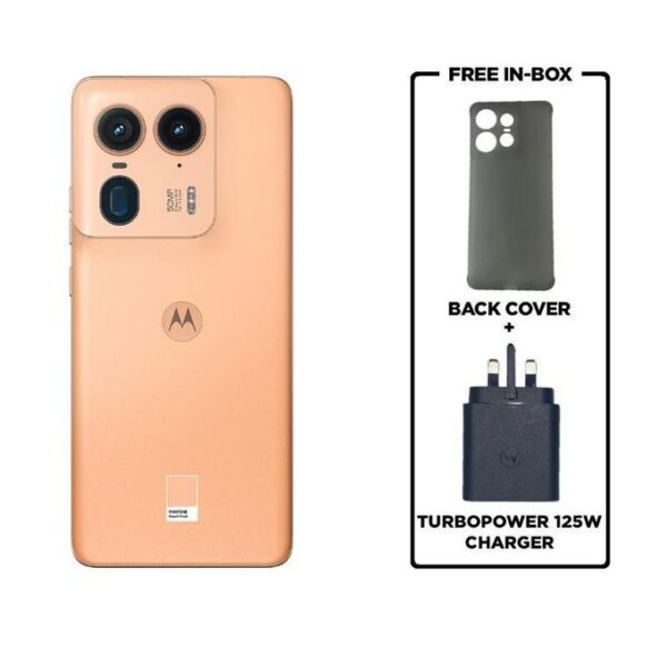 Motorola Moto Edge 50 Ultra - 6.67" - 1TB HDD + 16GB RAM - 50MP + 64MP + 50MP / 50MP - 4500mAh - Peach Fuzz + Free Phone Cover & Charger