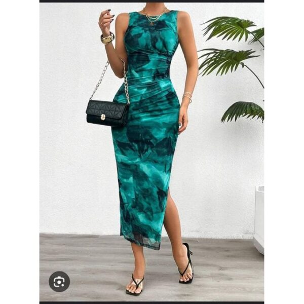Nice Elegant Sleeveless Floral Bodycon Midi Dress - GREEN
