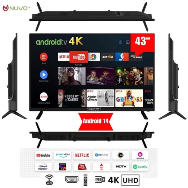 Nuvo Full HD Android TV - 43'' - HDMI - USB & Coax Ports - Black