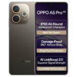 Oppo A5 Pro Dual SIM – 6.67" HD+ Gorilla Glass 7i – 50MP Rear / 8MP Front Camera – 256GB ROM – 8GB RAM – 5800mAh Battery – IP69 Dust & Water Resistant – Mocha Brown + 36-Month...