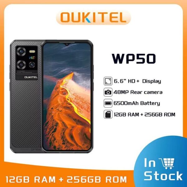 Oukitel WP50 6.6" HD+ 4GB RAM+256GB ROM 6500m Amh Android 14 48MP Main Camera MOBILE PHONE