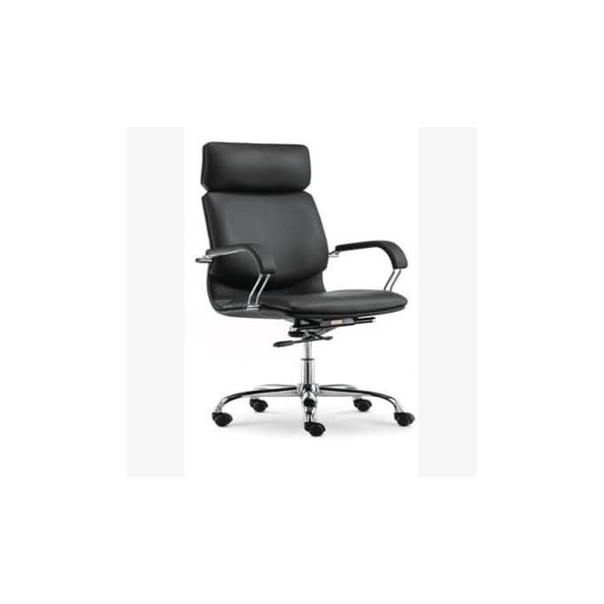 Padded Leather Executive Office Chair-Black Padded Leather Executive Office Chair-Black