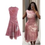 Pink and white cloudy dress