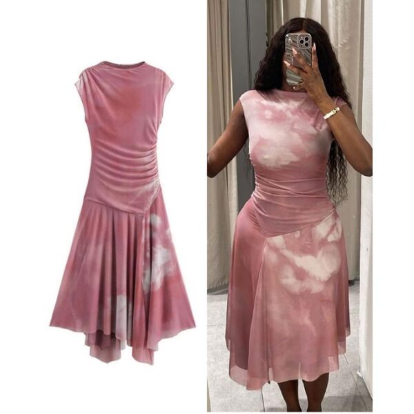 Pink and white cloudy dress