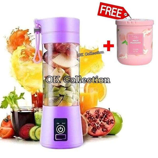 Portable Rechargeable Fruit Blender - 380ml - Purple + Free Gift