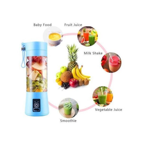 Portable USB Rechargeable Smart Blender - Blue - 380ml