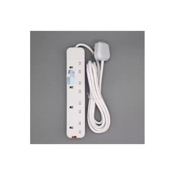Power King High Quality Plug Socket Power Outlet Extension Socket Wire Home Commercial Plug Socket Power Strip use With Iron, Kettle, Rice, Fridge - White