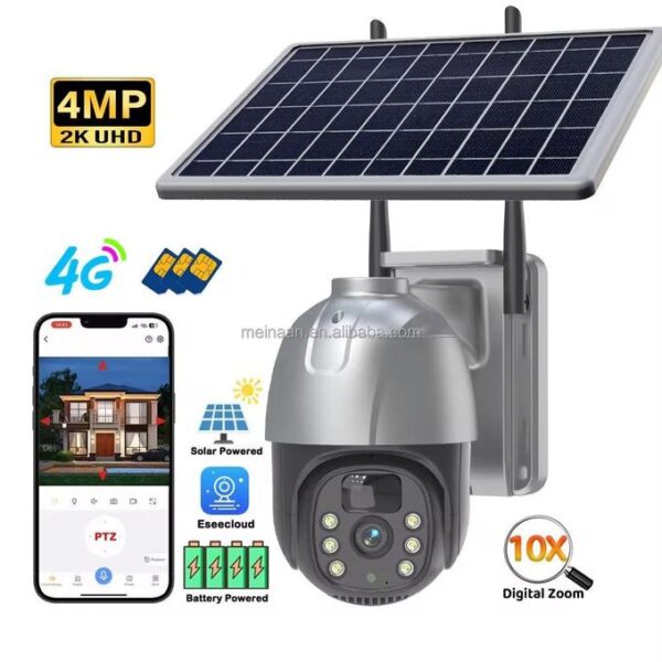 Rechargeable 4G Sim Card Solar Camera - Black