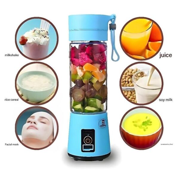 Rechargeable Mini Fruit smoothie Blender - 380ml - Blue/Pink