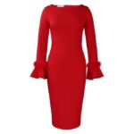 Red bodycon long sleeve