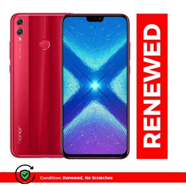 Renewed Honor 8x 99.9% NEW 6GB RAM + 128G ROM 3750mAh Dual SIM 6.5 Inch HD+ Camera 20MP Face Unlock + Fingerprint Smartphone