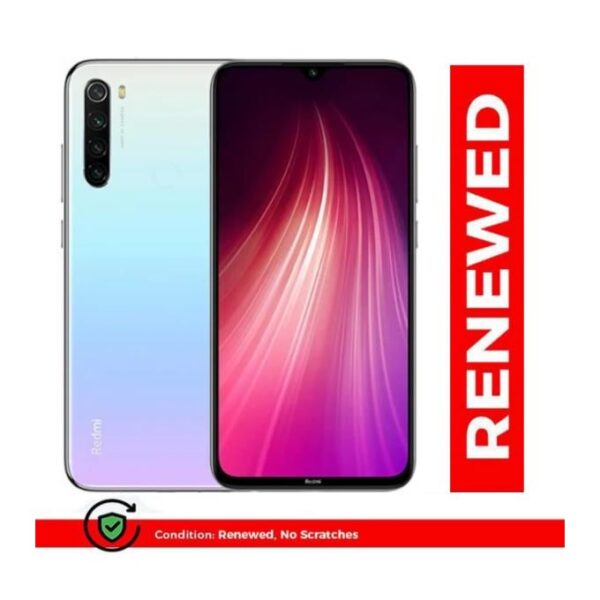 Renewed XIAOMI Redmi Note8 6.3"6GB+128GB Battery 4000mAh 48MP+8MP+2MP+2MP+13MP Fingerprint Smartphone Dual SIM White