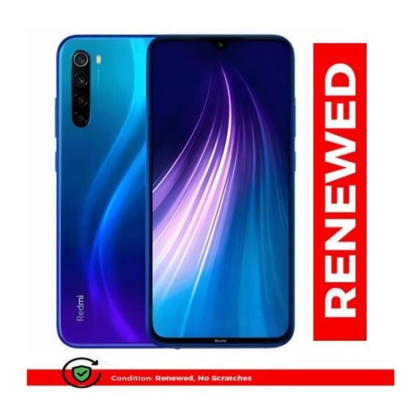Renewed XIAOMI Redmi Note8 6.3"6GB+128GB Battery 4000mAh 48MP+8MP+2MP+2MP+13MP Fingerprint Smartphone Dual SIM Blue