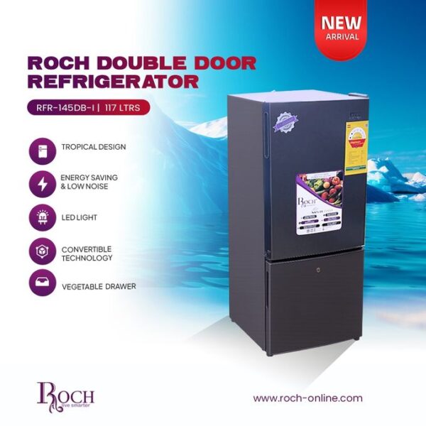 Roch RFR-145DB-I - 117Liters Double Door Refrigerator - Silver