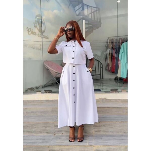 Round-Neck buttoned pocket split - green,peach,white,brown and orange