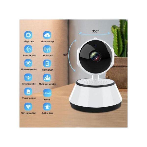 Secure local and cloud storage, two-way talk CCTV Wifi IP Camera V380 HD1080p App Control - White