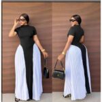 Short sleeve corset dress-black and white shirt