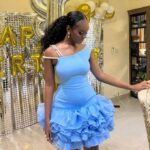 Sky blue mini cocktail dress - Blue