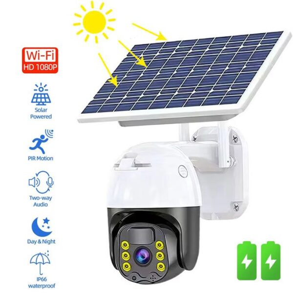 Solar powered camera, outdoor high-definition night vision camera, security waterproof camera.
