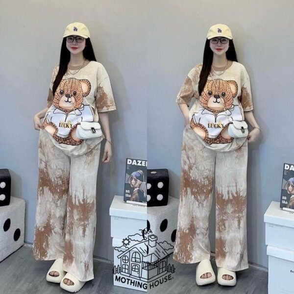 Top & Down Ladies Teddy Bear Dress - Brown