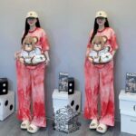 Top & Down Ladies Teddy Bear Dress - Red