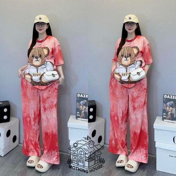 Top & Down Ladies Teddy Bear Dress - Red