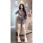 Top & Down Mickey Ladies Fashion Dress - Grey