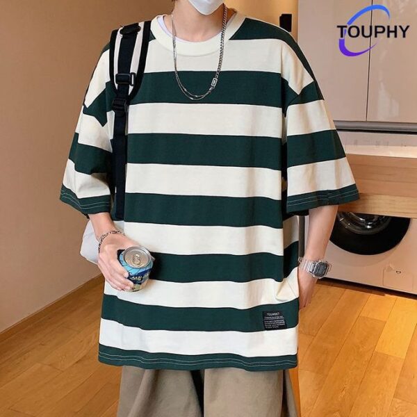 TOUPHY Men's Short Sleeve T-Shirt - Green/White