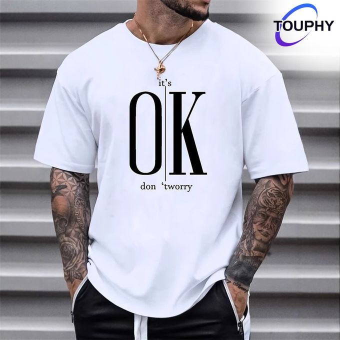 TOUPHY Men's T-Shirts Classic 100% Cotton Short Sleeve-White TOUPHY Men's T-Shirts Classic 100% Cotton Short Sleeve-White