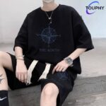 TOUPHY Men's T- Shirts Short Sleeve & Shorts Set - Black