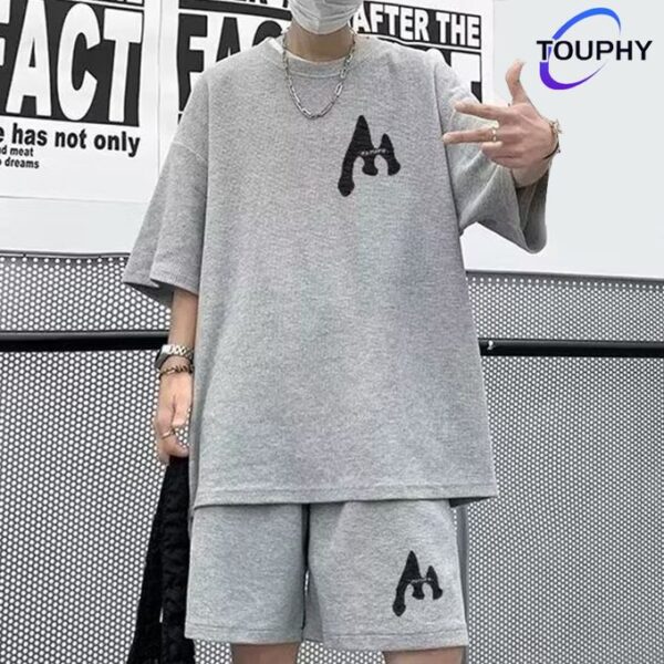 TOUPHY Sports Short Sleeve T-Shirt & Shorts Set - 2 Piece - Grey