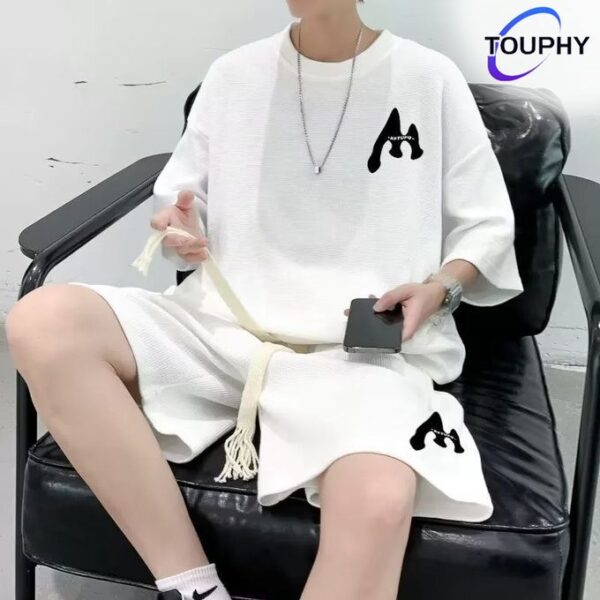 TOUPHY Sports Short Sleeve T-Shirt & Shorts Set - 2 Piece - White