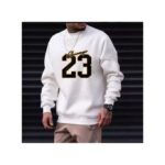 TOUPHY TOUPHY Men's Sweatshirt Casual Long Sleeve T-Shirt Pocket-White