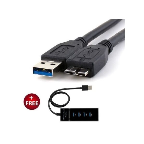 USB 3.0 External Hard Drive Cable - Black + USB 3.0 Hub
