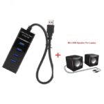USB 3.0 High Speed 4 Ports Hub - Black Plus USB Speaker