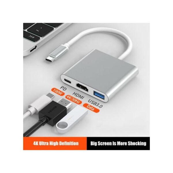 USB Type C Hub HDMI 4K Converter And Charging Port 3in1
